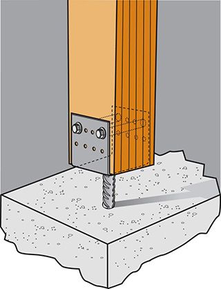 Pied de poteau en u à sceller ppd80/70g - simpson strong-tie