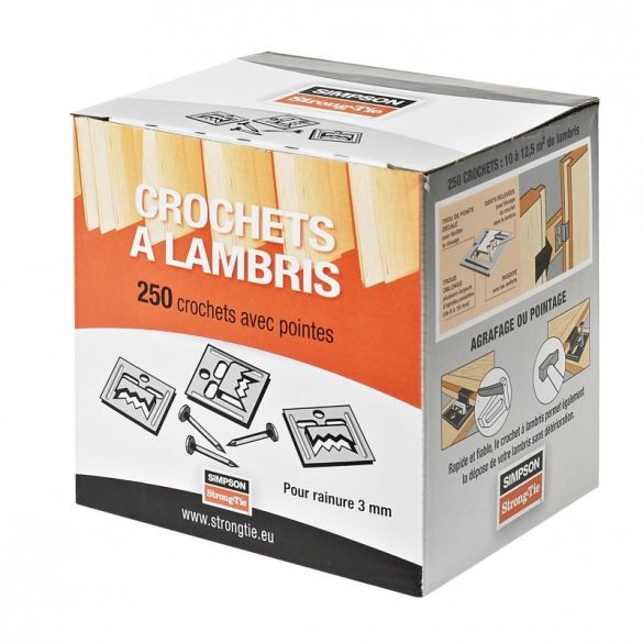 Clip pour lambris bois rainure 3mm - acier galvanisé - boîte de 250 pcs