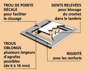 Clip pour lambris bois rainure 3mm - acier galvanisé - boîte de 250 pcs