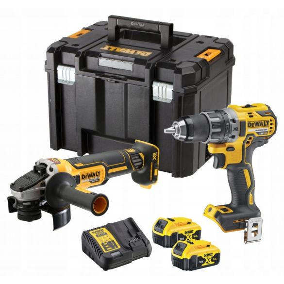 Pack 2 outils 18v 5ah (dcd791 + dcg405) + 25 disques dt43906-qz + coffret t-stak | dck2020p2t dewalt