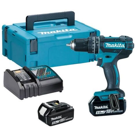 Perceuse visseuse percussion 18v li-ion 5ah Ø13 mm dhp482rtj | makita