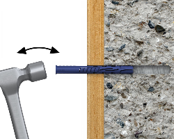 25 chevilles à frapper 10x160 mm pour matériaux creux - nylon tête fraisée - rawl