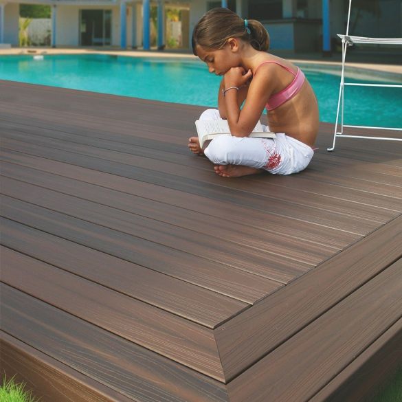 Lame terrasse composite xtrem brun 3050x127x20 mm à clipper - fiberon