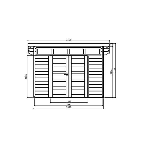 Abri jardin 28 mm verona 300x240 mm 7,20m² 