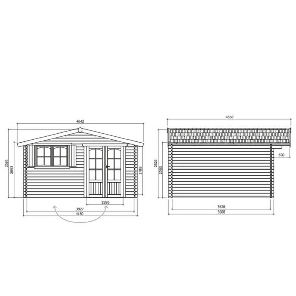 Abri bois 40 mm rignitz 16,22 m² 418x388 cm