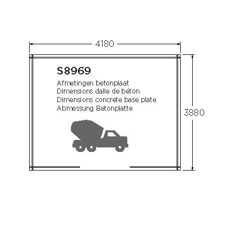 Abri bois 40 mm rignitz 16,22 m² 418x388 cm