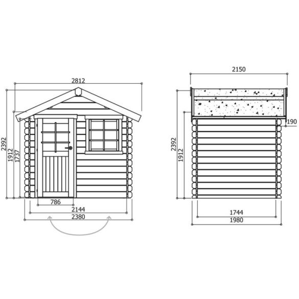 Abri de jardin 28 mm laval 238x198 cm - 4,71 m²