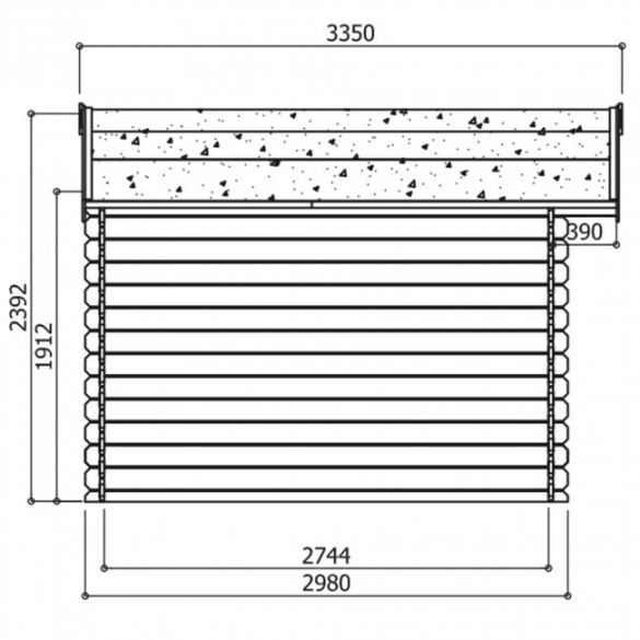 Abri traité 28mm chimay 358 x 298cm - 10,67 m²