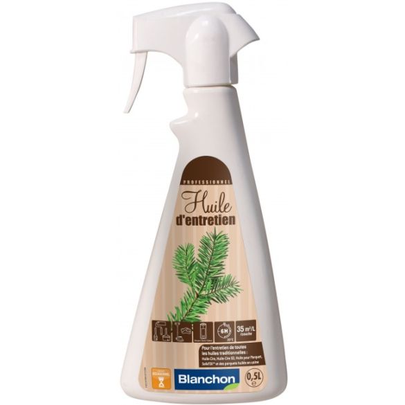 Huile d'entretien parquet huilé et ciré - aspect naturel mat - spray 0,5l blanchon