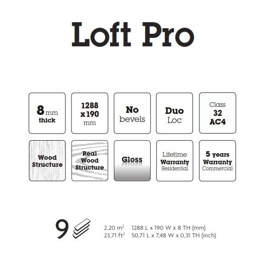 Stratifié loft pro gyant natural 23/32 - ac4 - 1288x190x8 mm - 62001451