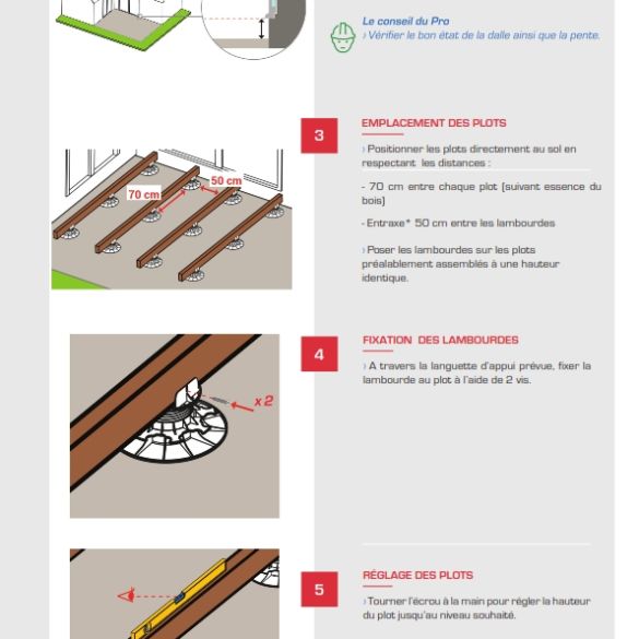 Plot lambourde terrasse réglable 40-60 mm jouplast
