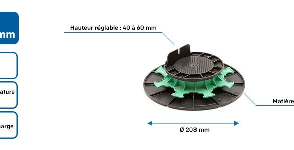 Plot lambourde terrasse réglable 40-60 mm jouplast