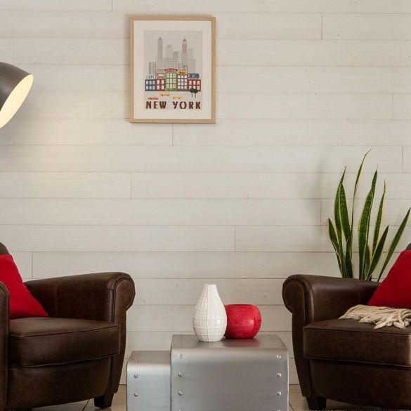 Lambris sapin brossé 2500x135x15 mm blanc coton silverwood