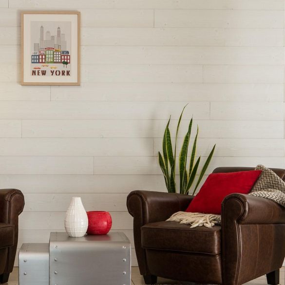 Lambris sapin brossé 2500x135x15 mm blanc coton silverwood