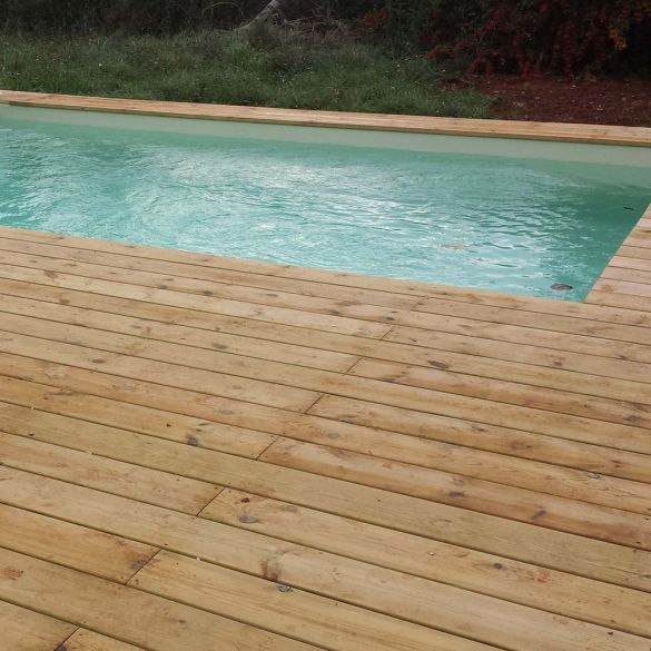 Kit terrasse 10m² tradition en pin maritime cl4 lisse - choix noueux