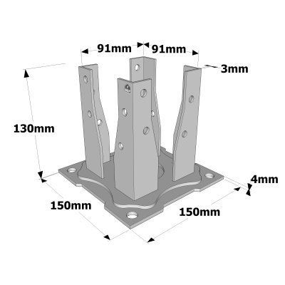 Pied de poteau 4 angles noir - ag527pb - simpson strong-tie