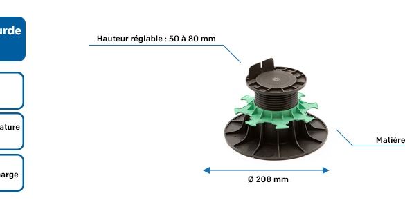 Plot lambourde terrasse réglable 50-80 mm jouplast