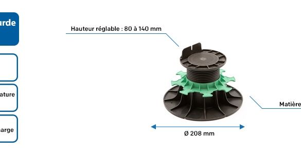 Plot lambourde terrasse réglable 80-140 mm jouplast