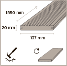 Lame terrasse bambou huilée réversible brun foncé 1850x137x20 mm