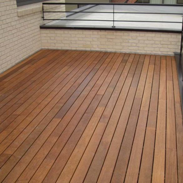 Lame terrasse merbau l. 3,30 m 140x20 mm - fixations invisibles - profil clip classic