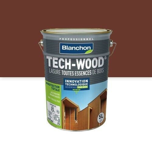 Lasure bois tech-wood acajou satin 5l - blanchon