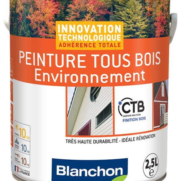 Peinture tous bois environnement blanc ral 9016 2,5 litres - blanchon