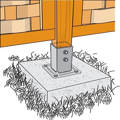 Pied de poteau jardin 9 cm - ppjbt90 - simpson strong-tie