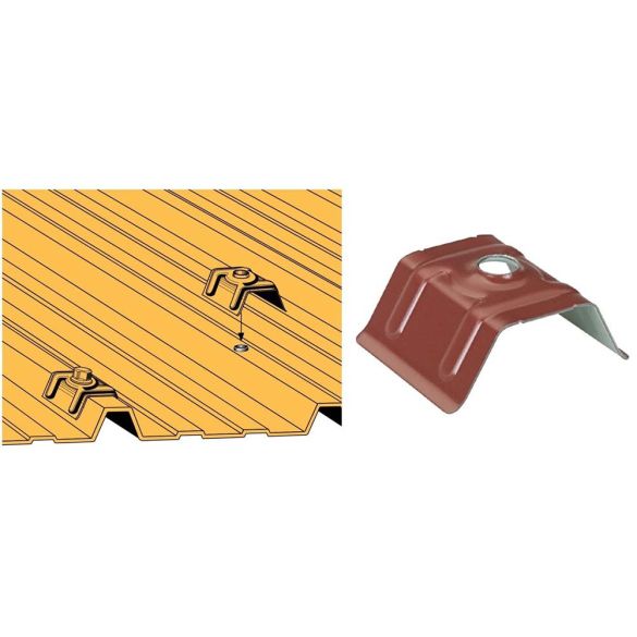 Cavalier galvanisé rouge ral 8012 pour fixation bacacier - sachet de 100 pces