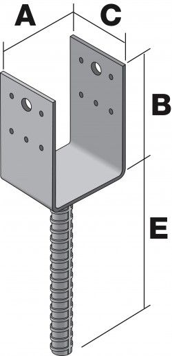 Pied de poteau en u à sceller ppd140/70g - simpson strong-tie