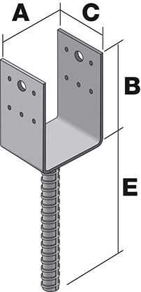 Pied de poteau en u à sceller ppd100/70g - simpson strong-tie
