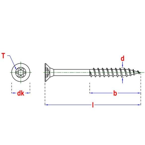 Vis inox a4 Ø 5x60 mm tête fraisée filetage partiel tx25 - boîte de 200