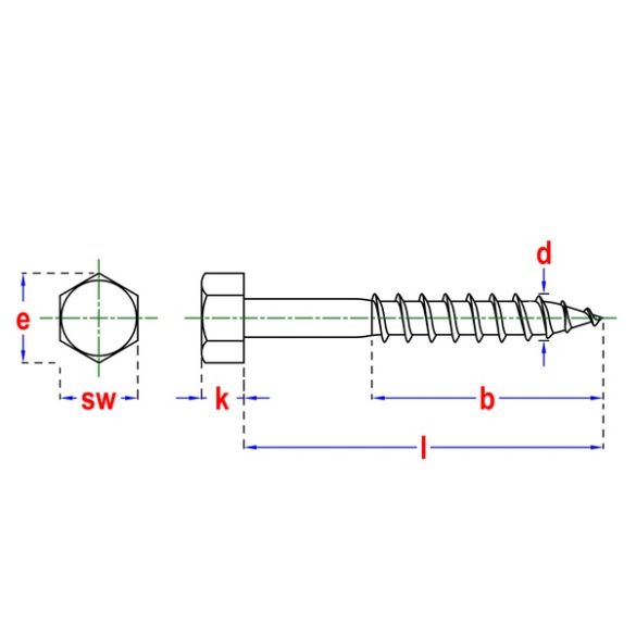 Tirefond acier inox a2 Ø8x80 mm din 571 pgb-fasteners - 50 pièces 