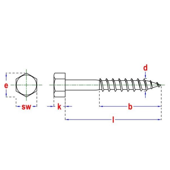 Tirefond acier inox a2 Ø10x80 mm din 571 pgb-fasteners - 50 pièces 