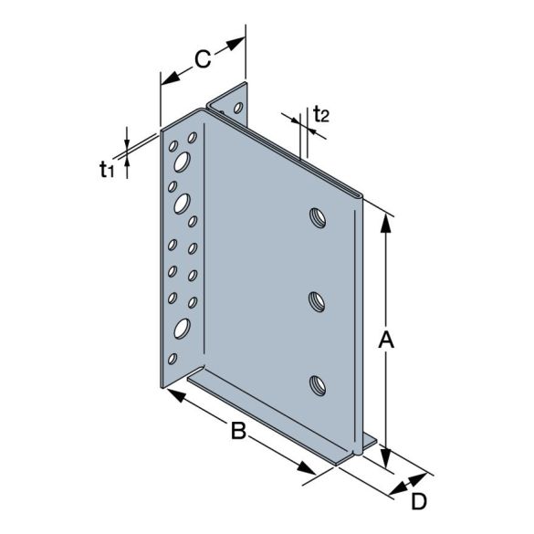 Étrier à âme intérieure etnm - acier galvanisé - 185x130 mm 