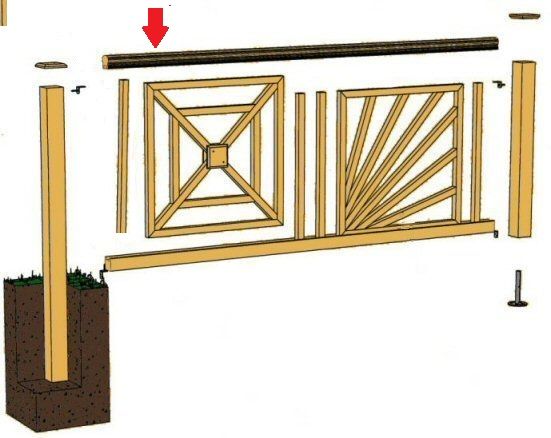 Main courante garde-corps opale 44x90 mm long. 2,40 m en pin traité classe 4