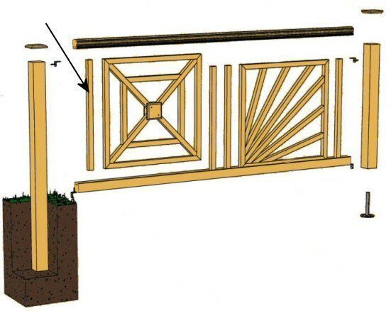 Barreau en pin 36x36 mm long. 2,40 m traité classe 4