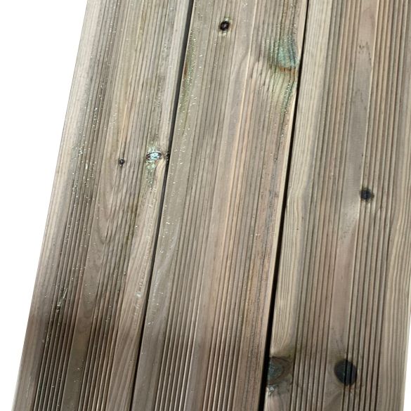 Lame terrasse tradition en pin strié cl4 2400x145x22 mm - choix noueux