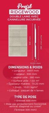 Bardage canexel ridgewood blanc 10,2x280x3657 mm - paquet de 4 lames