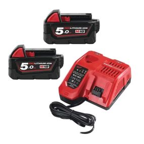 Pack 2 batteries 18v 5 ah m18 b5 + chargeur m12-18 fc | milwaukee 4933459217