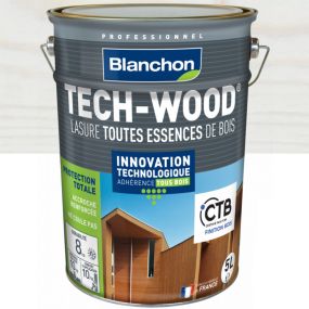 Lasure bois tech-wood blanc satin 5l - blanchon