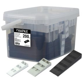 Assortiment 200 cales crantées Ép. 14-15-22mm pour terrasse et plancher hapax