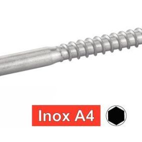 Vis bois tirefond inox a4 8x100 mm tête hexagonale din 571 - 50 pces 