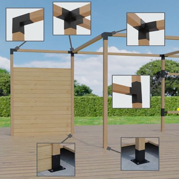 Connecteur express en T - 92x185x275 mm - pour poteaux bois 90x90 mm