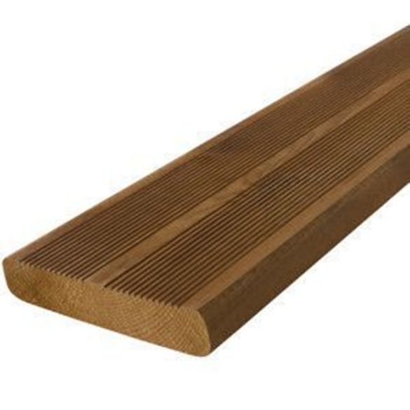 Lame terrasse pin du Nord strié Leni - L.5,10 m - 145x27 mm - Classe 4 marron