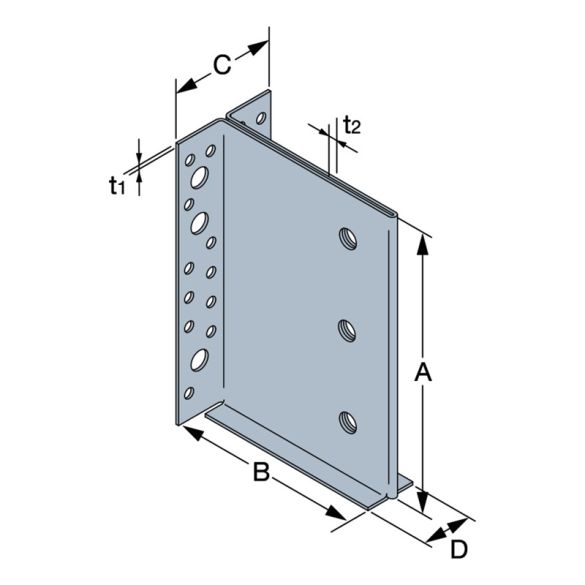 Étrier à âme intérieure ETNM - acier galvanisé - 155X130 mm