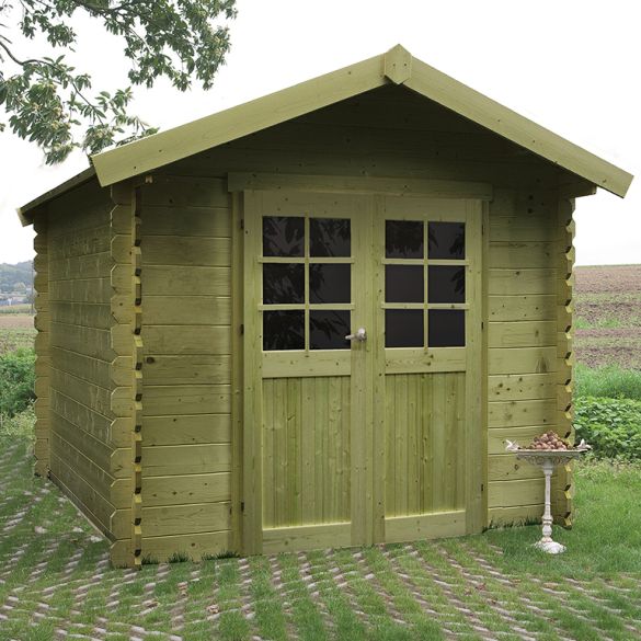 Abri de jardin 28 mm NIMES en bois traité autoclave 238 x 238 cm  - S8311-1