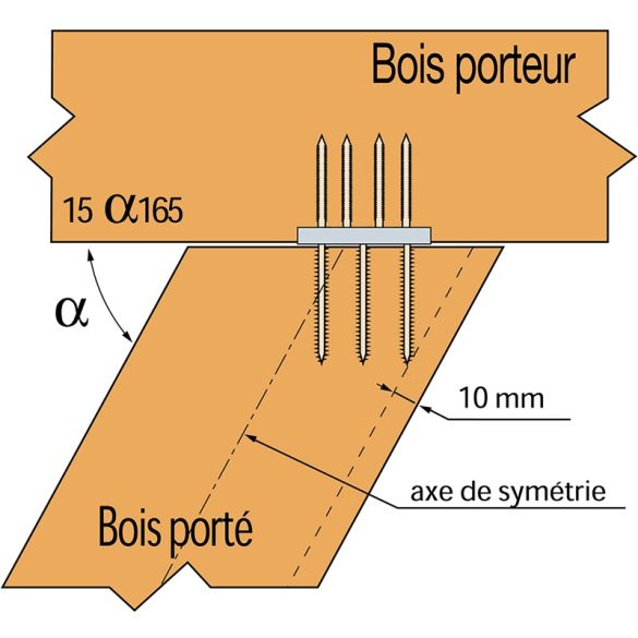 Etrier ETB120-B à queue d'aronde alu 121x60mm  pour panne 15x8 et 20x8 cm