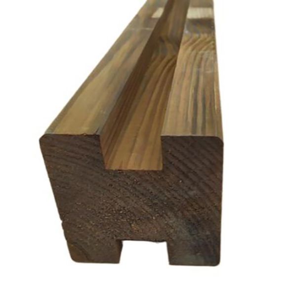 Poteau intermédiaire 90x90 mm en pin Cl4 marron L. 2,00 m pour lames 25 mm