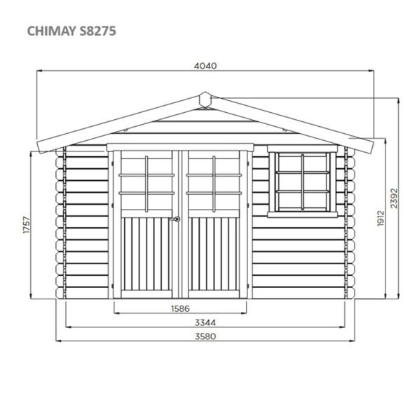 Chalet de jardin 28mm traité CHIMAY 358 x 298cm - 10,67 m² - S8275-1