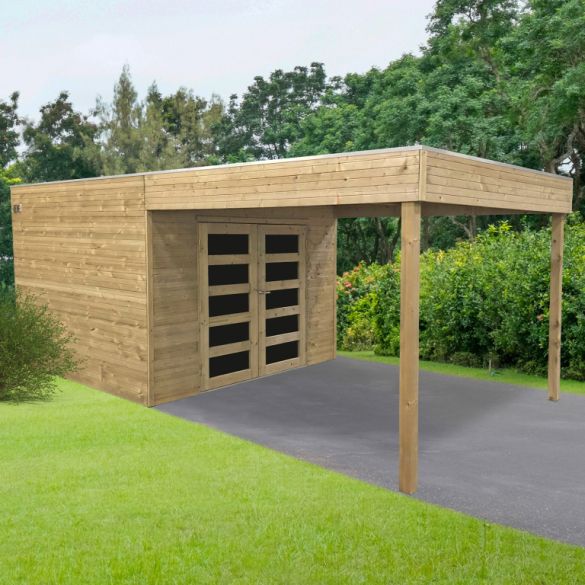 Abri de jardin autoclave MATERA 299x291 cm + Pergola 287 cm - S8743-1